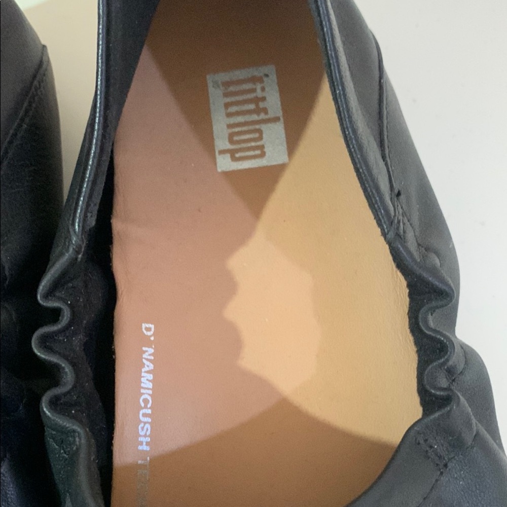 Fitflop Black Leather Slip-On Flats - Picture 6 of 12